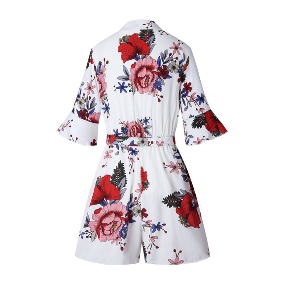 white Floral Juamper Suite Romper - Picture 4 of 6